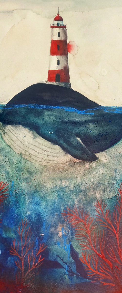 Whale & Lighthouse by Evgenia Smirnova