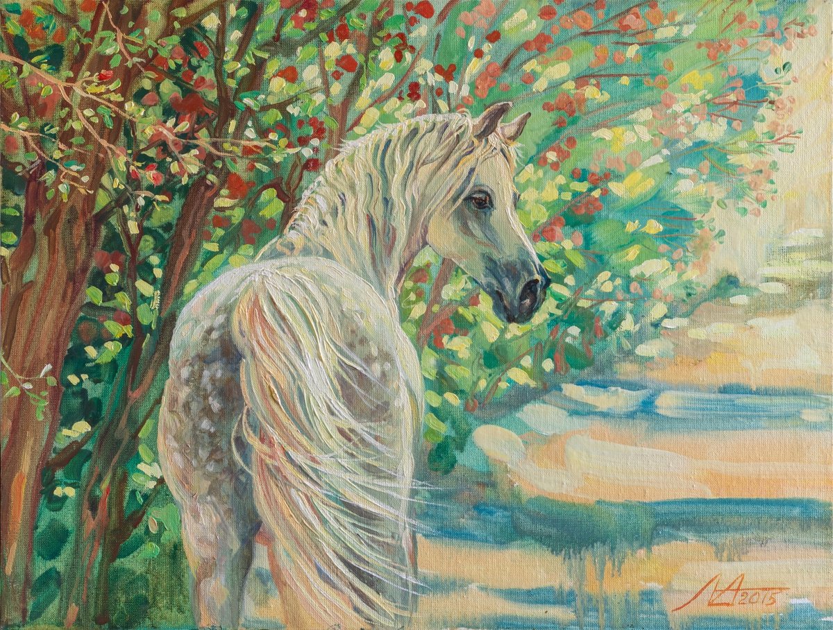 Photorealistic Animal Oil Painting By Alona Lesnichenko, 19 X 15, Blooming Spring, Original Artwork