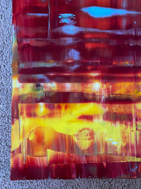 "The Bold And The Beautiful" - Save As A Series - Original PMS Abstract Diptych Oil Paintings On Plexiglass, Framed - 52" x 26"