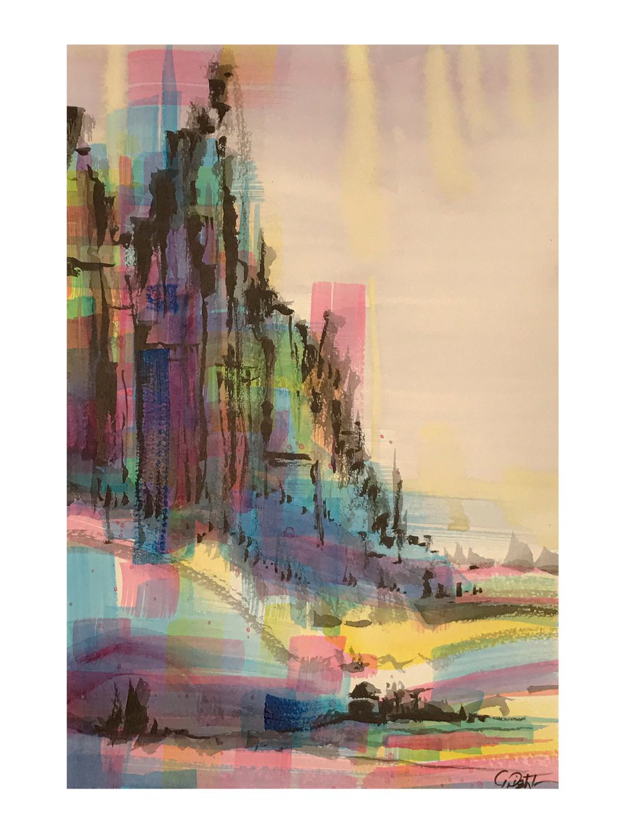 Expressive Landscape Painting By Deke Wightman, 11 X 15, Dolomite Sandwich, Original Artwork