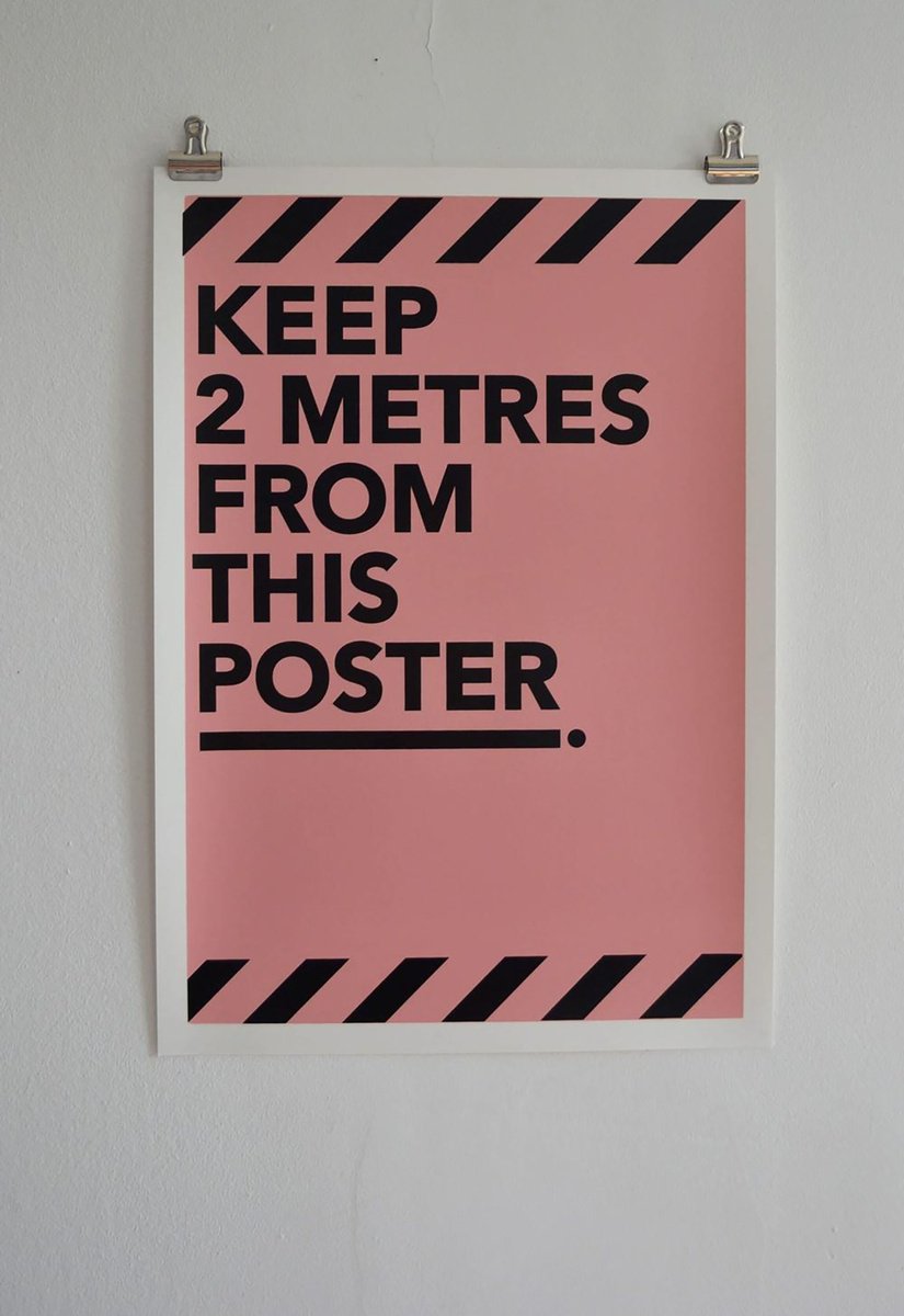 Typographic Screenprint , Keep 2 Metres From This Poster By Colour Black, 14 X 20, Artwork For Sale On Artfinder