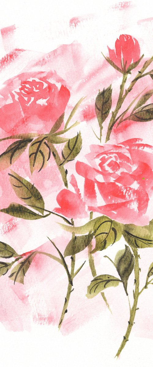 Crimson Roses in Morning Light by Hai Doan