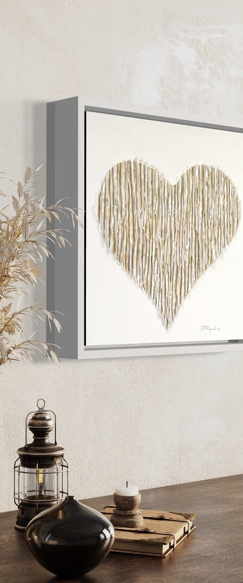 Bright Love II- White - White floating frame by Daniela Pasqualini