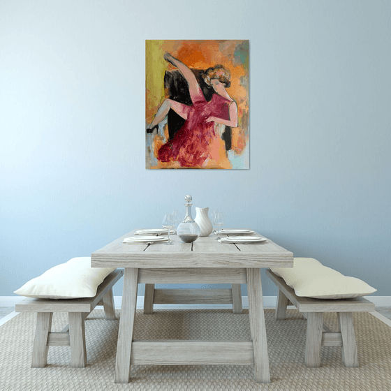 Woman sitting on the armchair