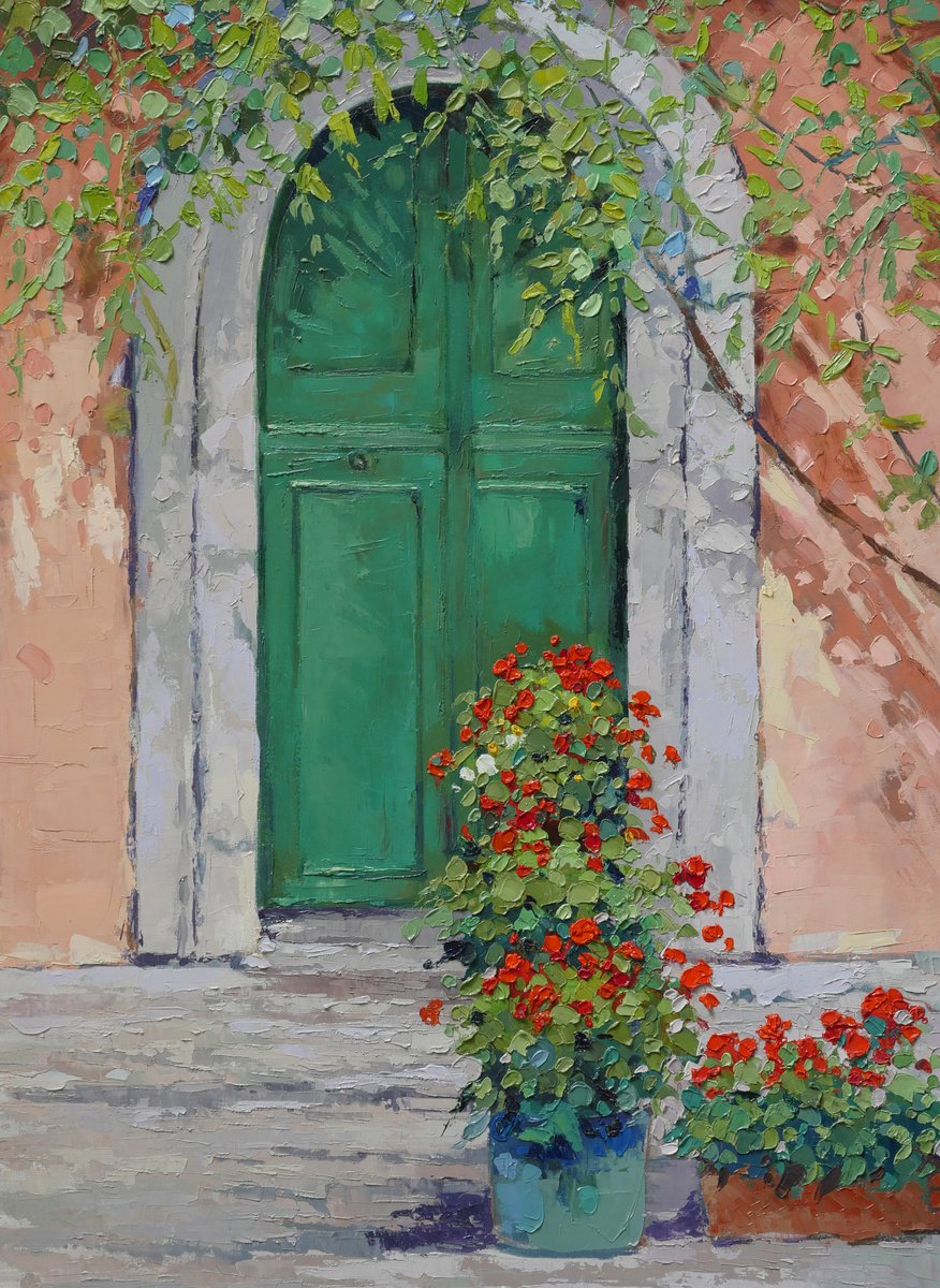Impressionistic Botanical Oil Painting By Susanna Montagnino, 20 X 28", Summer Afternoon, Original Artwork