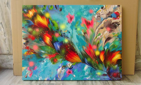 "Emerald Dreams" Abstract Painting 60 x 80cm