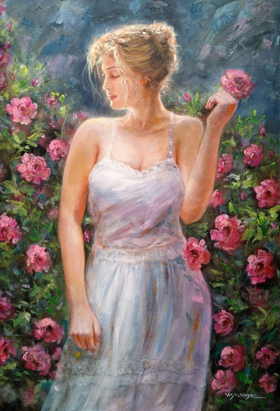 Girl in the rose garden
