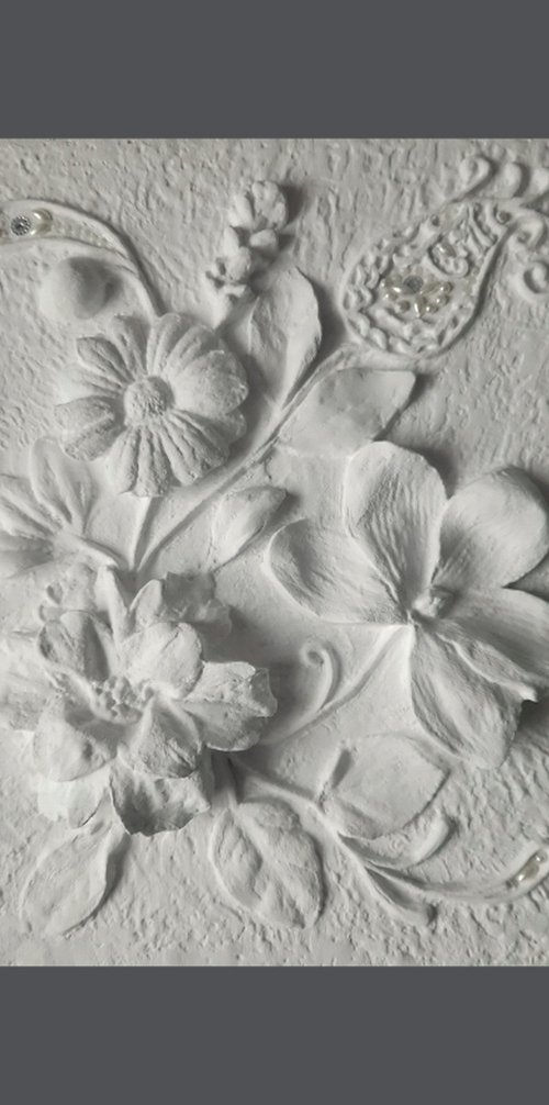 sculptural wall art "Flowers with Pearls" by Tatyana Mironova
