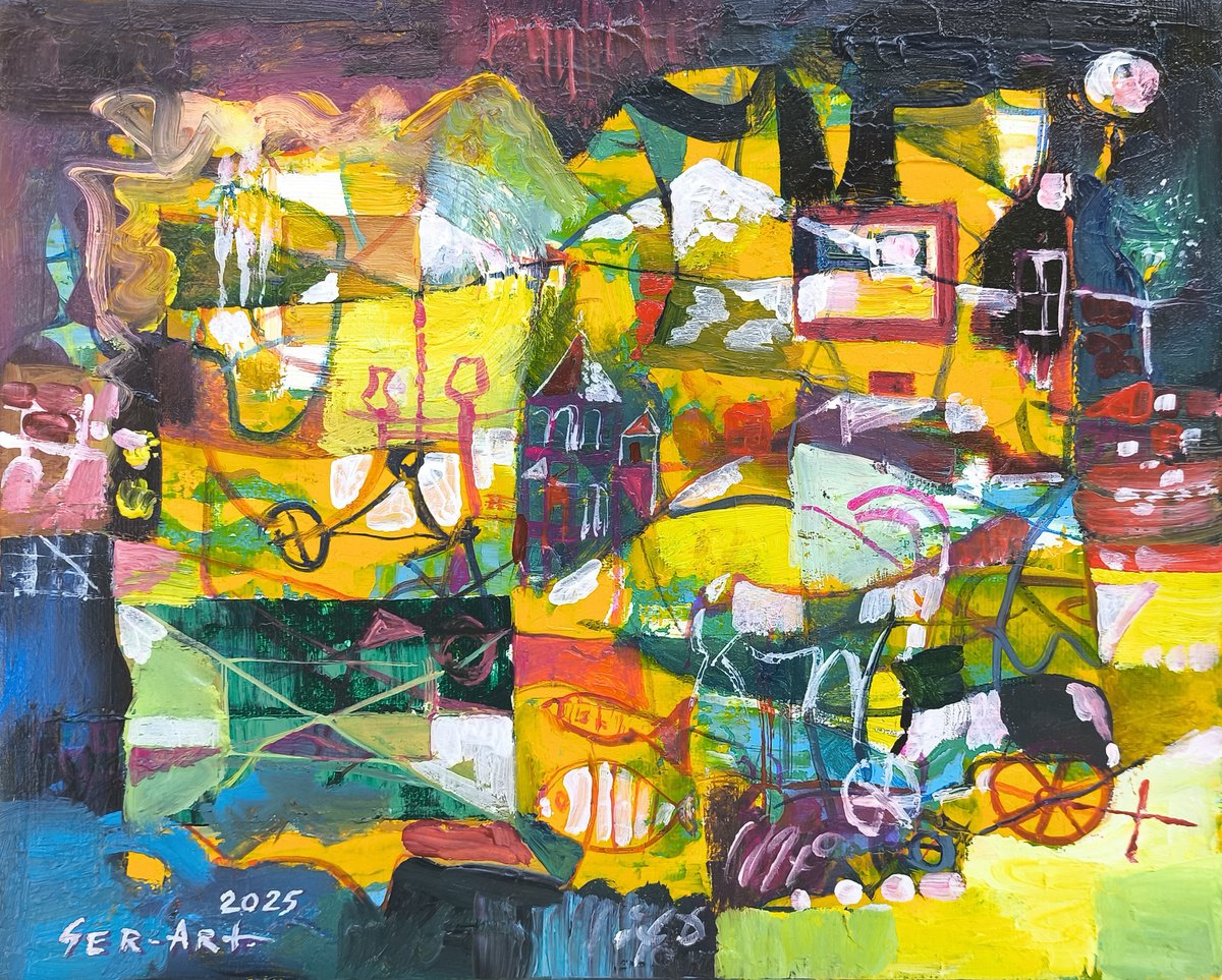 Abstract Landscape Oil Painting By Seyran Gasparian, 12 X 9", Hidden Paths, Original Artwork