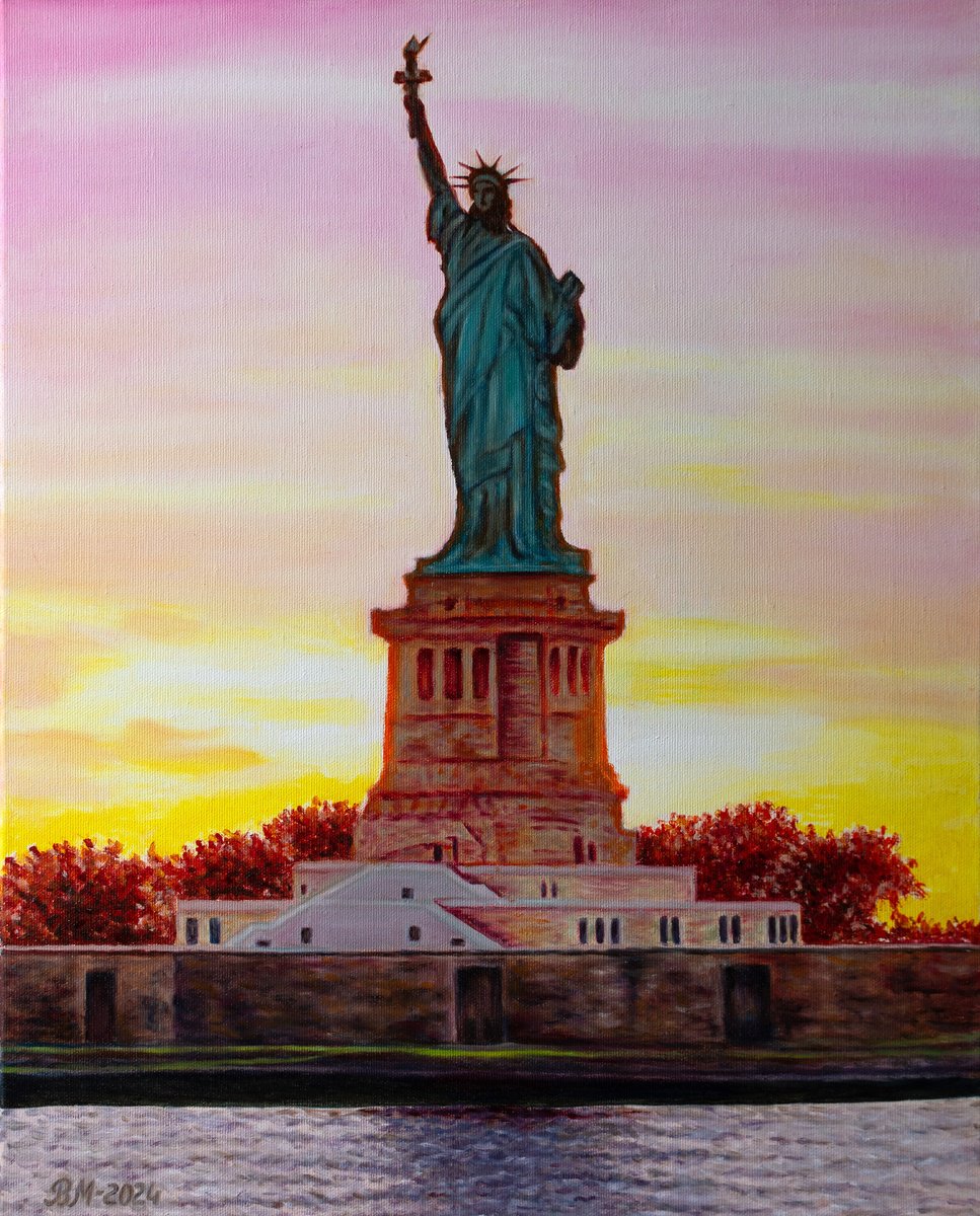 Impressionistic Cityscapes Oil Painting By Vera Melnyk, 16 X 20", Freedom - American Dream, Original Artwork