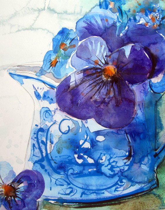 Blue Flowers in a Blue Vase