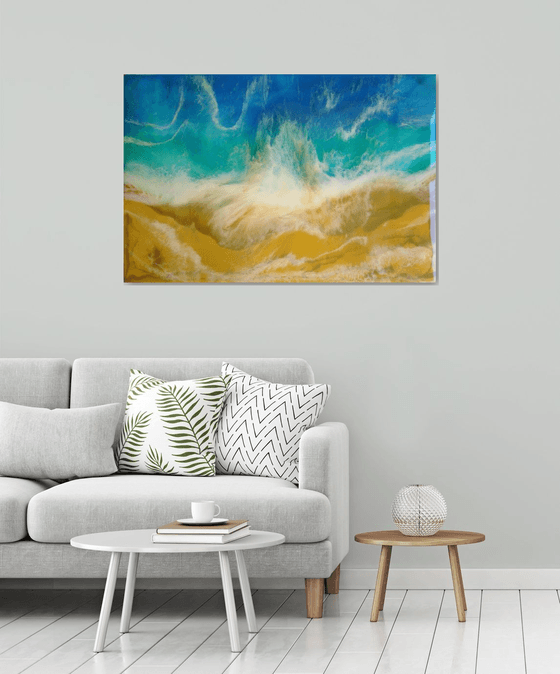 "Turquoise Sea"  Resin Large painting