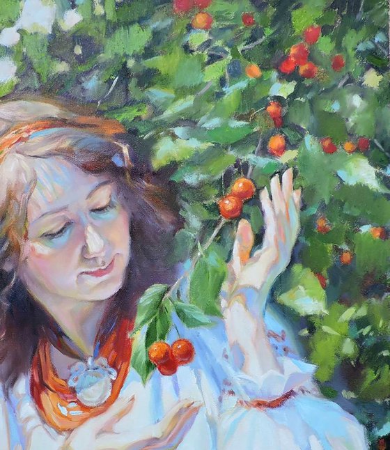 Under the cherries