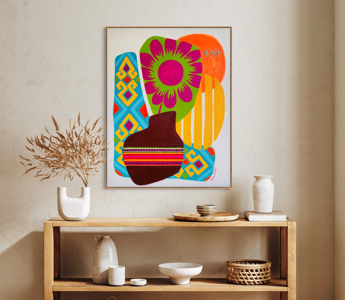 Organic Abstract Acrylic Painting By Gisella Stapleton, 24 X 30, Andean Fantasy 12, Original Artwork