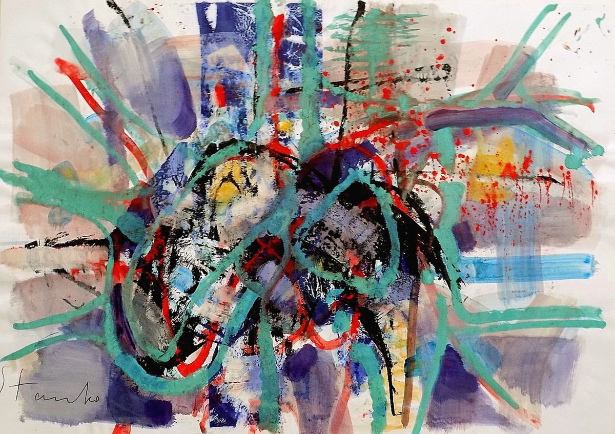 Abstract Acrylic Painting By Stanislav Bojankov, 28 X 20", Caprice-X(Paganini), Original Artwork