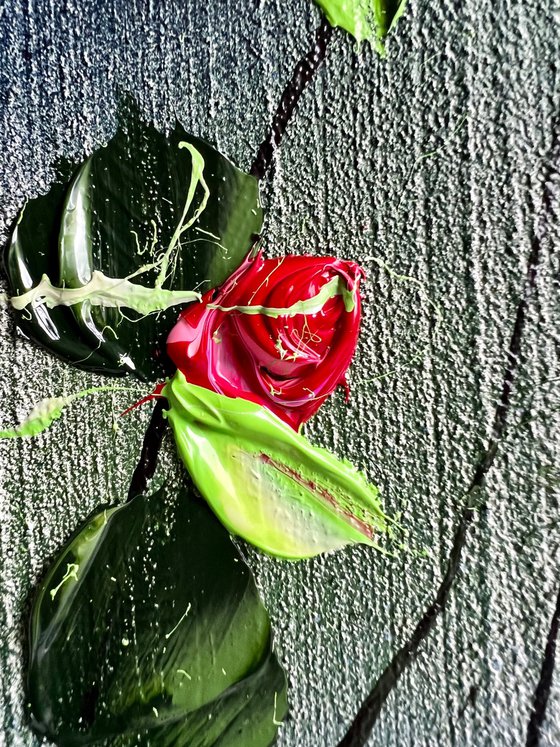 “Rose Rose” textured floral artwork