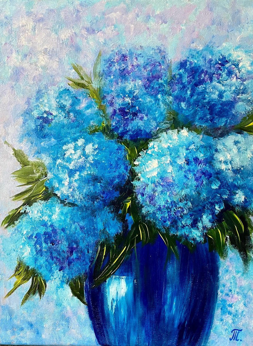 Hydrangeas abstract flowers by Tanja Frost