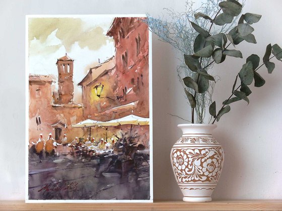 Trastevere, Rome, watercolor.