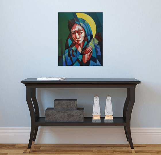 Cubism - Prayer (60x50cm, cubism, oil painting, ready to hang)