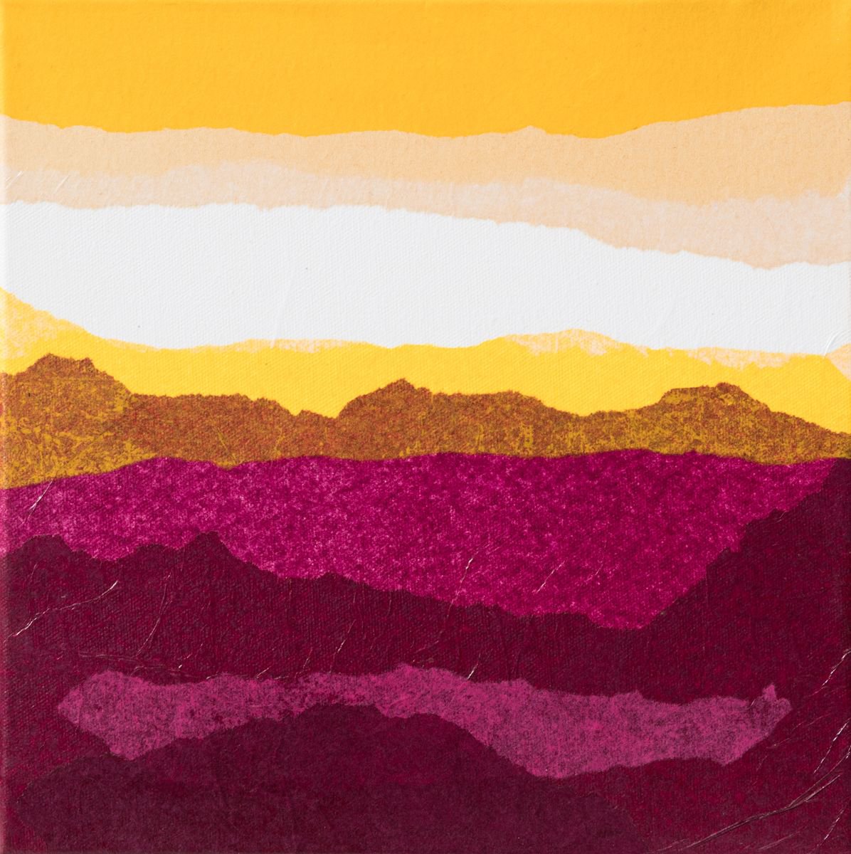 Abstract Landscape Collage By Fabienne Monestier, 12 X 12, Scenery #3, Original Artwork