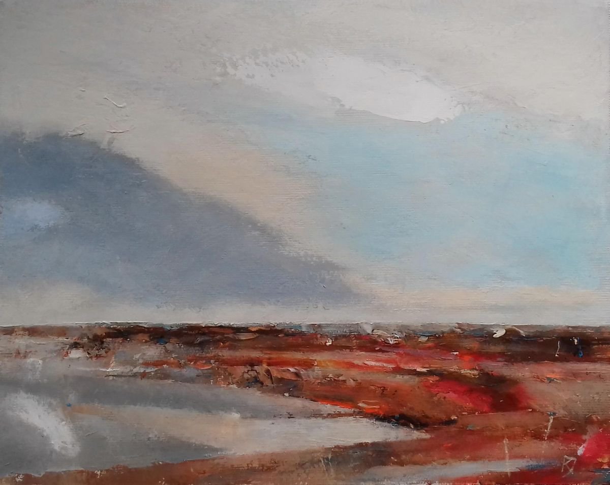 Abstract Landscape Acrylic Painting By Kestutis Jauniskis, 12 X 9", Landscape 6, Original Artwork