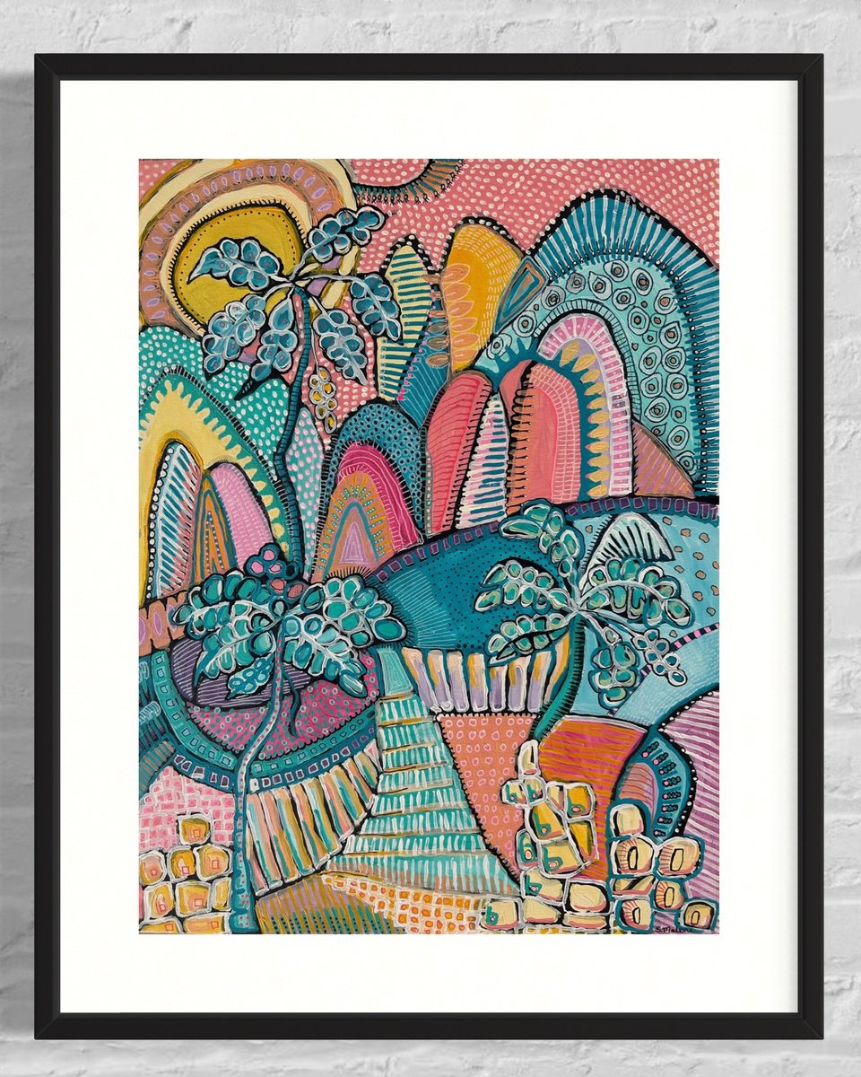 Abstract Landscape Acrylic Painting By Samantha Malone, 18 X 24", Trip Home, Original Artwork