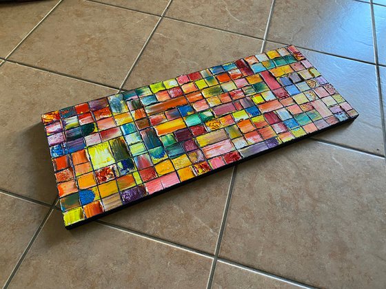 "Taste The Rainbow" - Original PMS Oil Painting On Reclaimed Wood - 28 x 12 inches