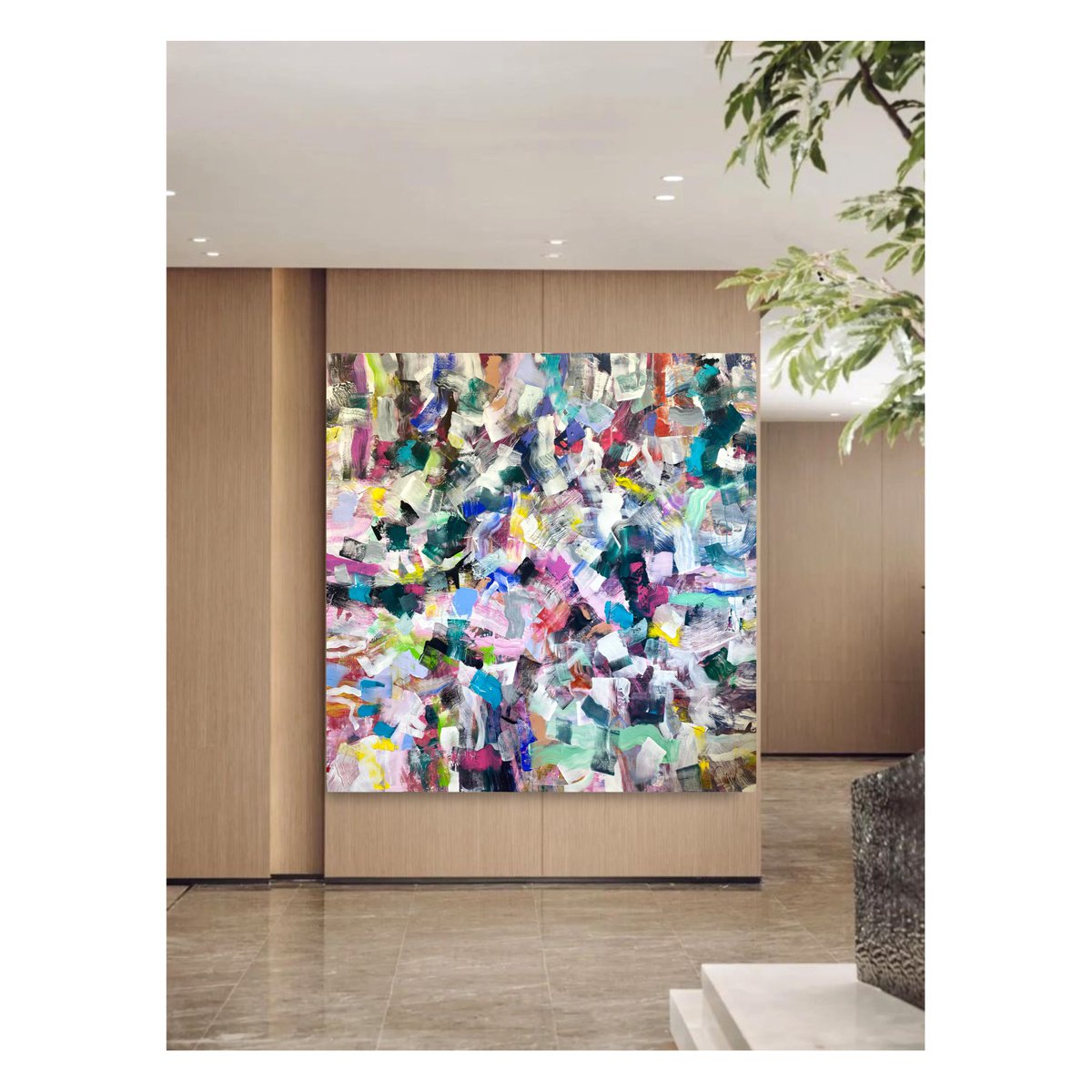 Expressive Abstract Acrylic Painting By Maria Esmar, 75 X 75", A Life Less Ordinary, Original Artwork