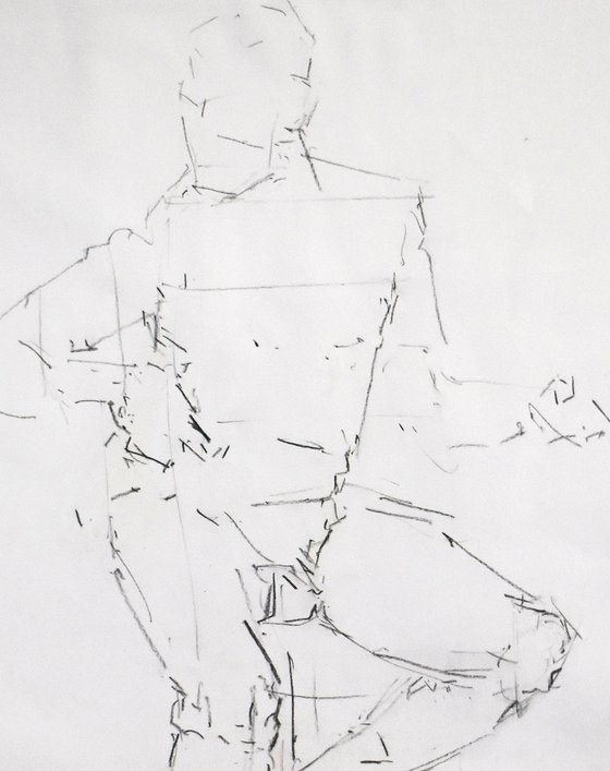 Study of a male Nude - Life Drawing No 636