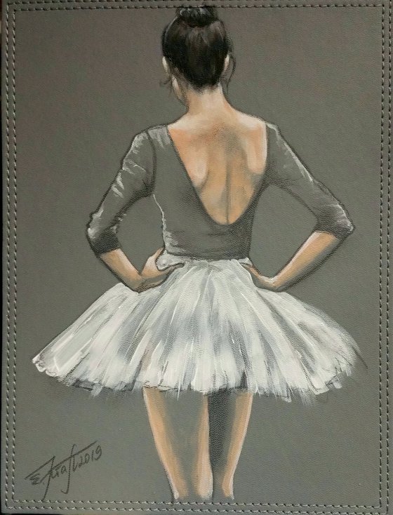 "Ballet  dancer II " Original  acrylic painting on board 22x29x0.5cm.ready to hang