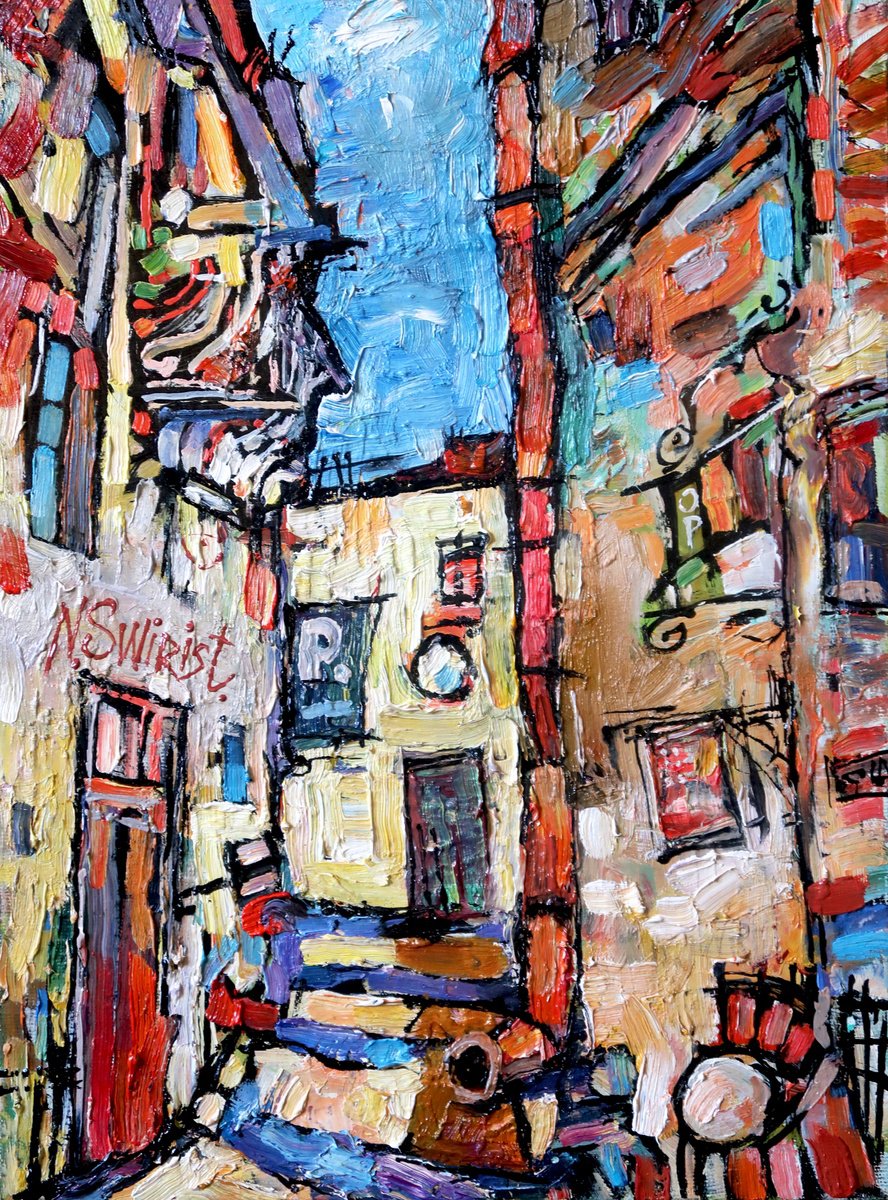 Impressionistic Cityscapes Oil Painting By Nikifor Swiristuhin, 12 X 16", Midday In Porto., Original Artwork