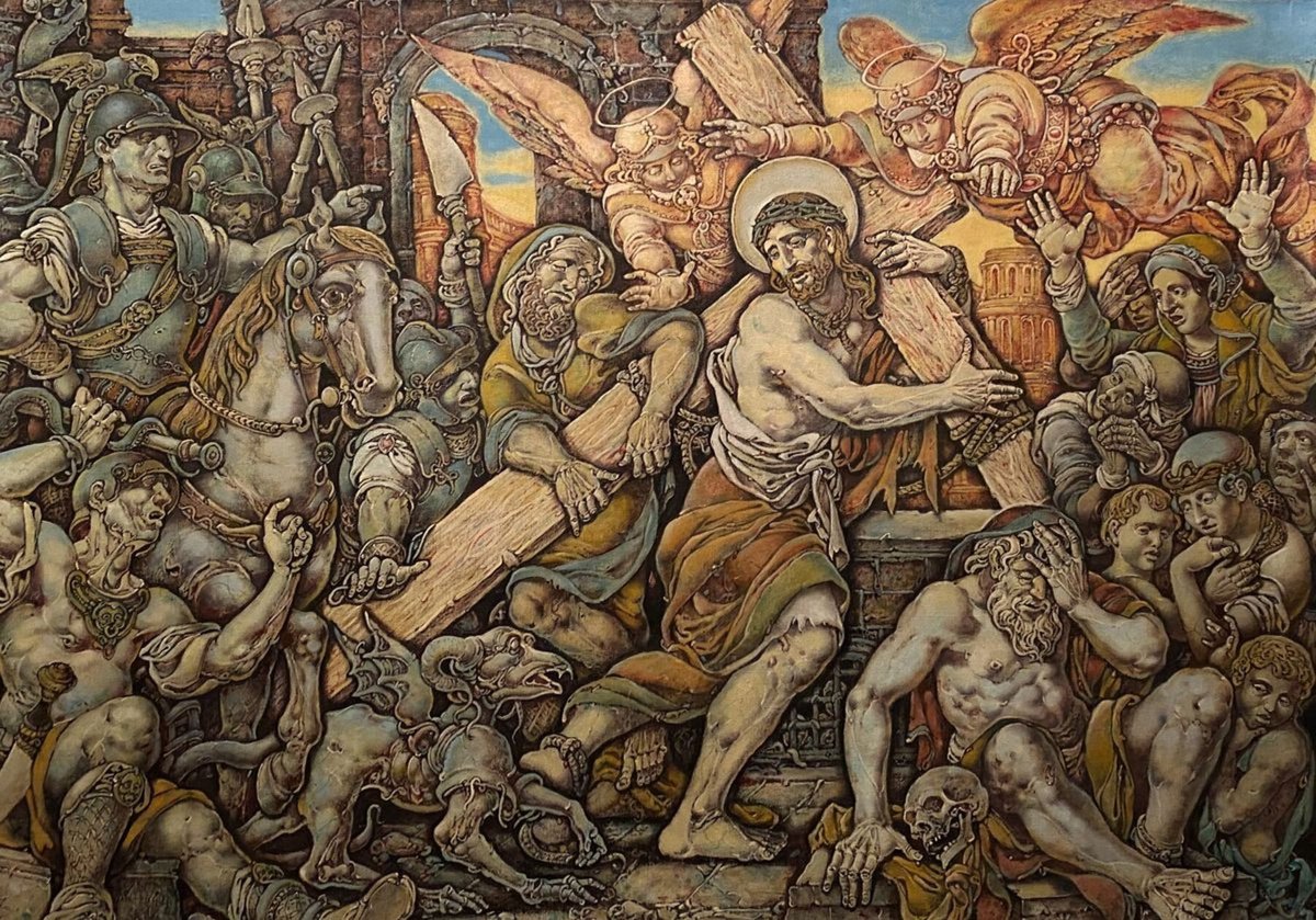 Surrealistic Oil Painting , Passion Of Christ. Carrying The Cross By Oleg And Alexander Litvinov, 33 X 47, Artwork For Sale On Artfinder