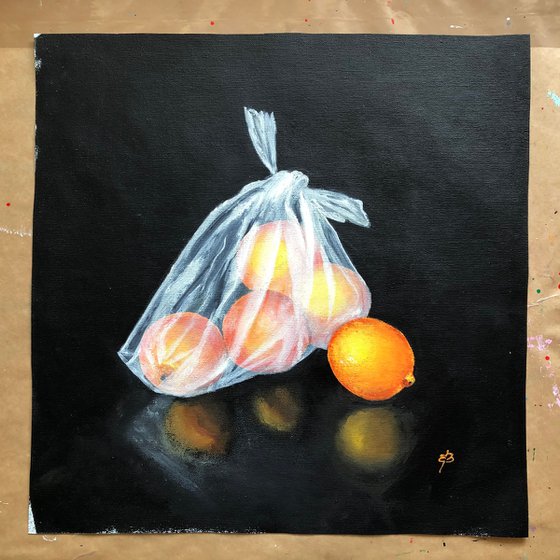 Oranges in plastic bag