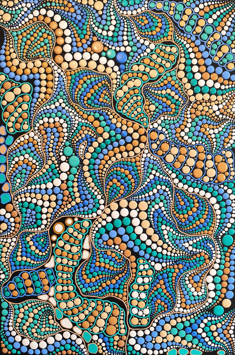 Expressive Abstract Acrylic Painting By Oxana Lazari, 16 X 24", Cosmic Waves, Original Artwork