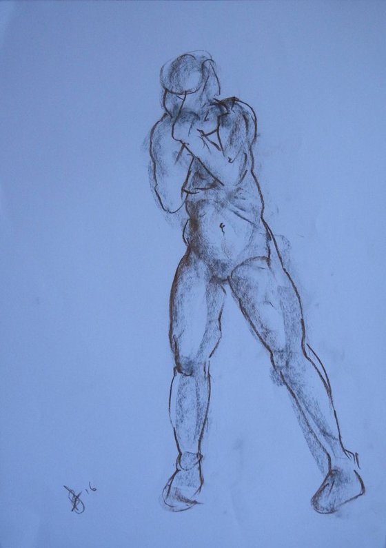 Gestural drawing boxing figure