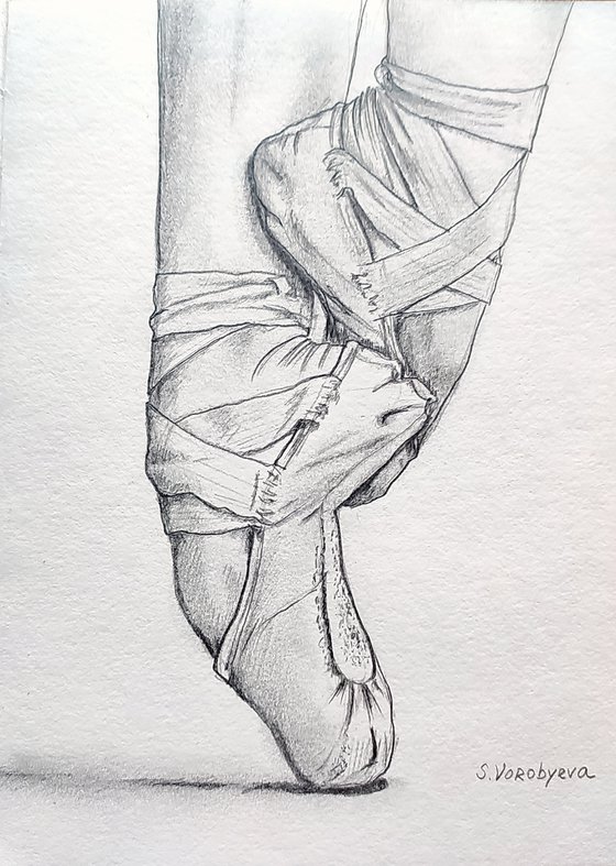 En pointe. Pencil drawing by Svetlana Vorobyeva