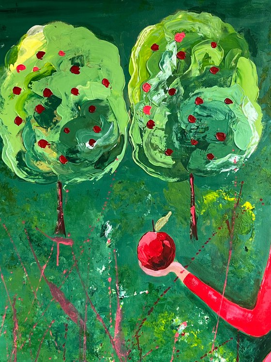 Woman with Apple Painting