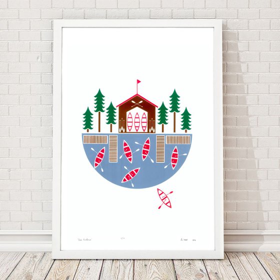 Lake Boathouse - Framed - FREE UK Delivery