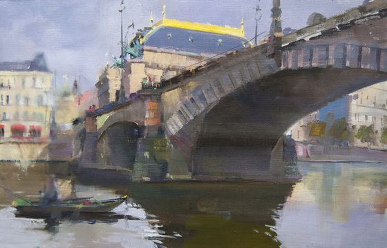 Cityscape painting Prague - Legion Bridge
