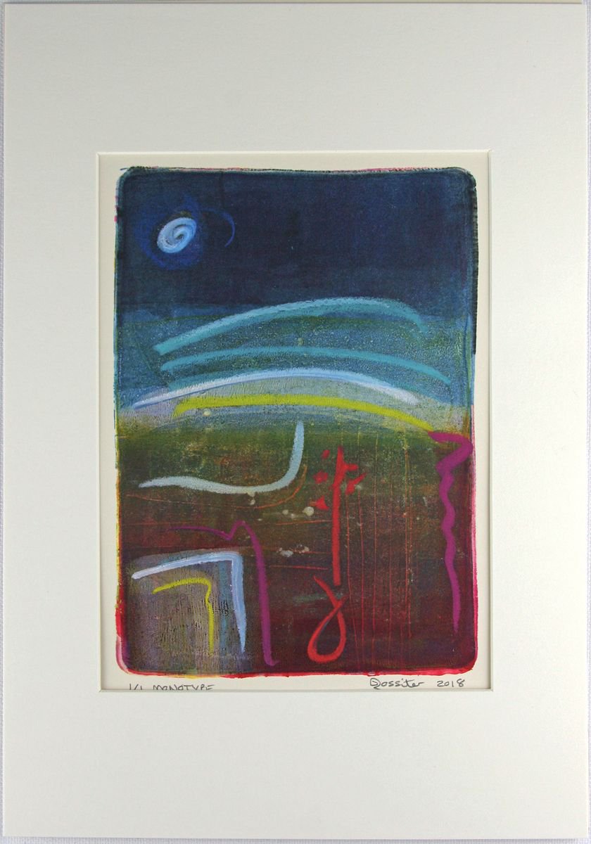 Rock on Rock - Mounted A4 Original Signed Monotype by Dawn Rossiter