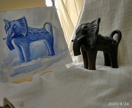 Still life with Clay Elephant Sl.no 24