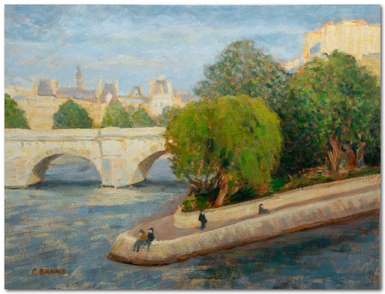 Summer in Paris France, impressionist oil painting