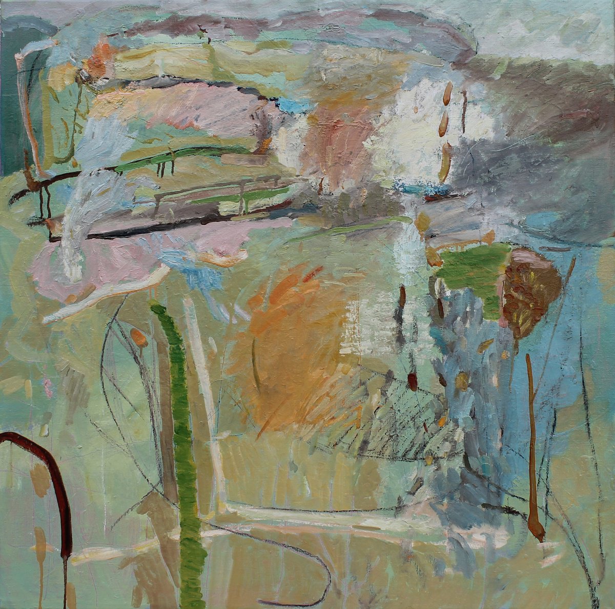 Organic Abstract Oil Painting By Sergiy Dekalyuk, 37 X 37", April, Original Artwork