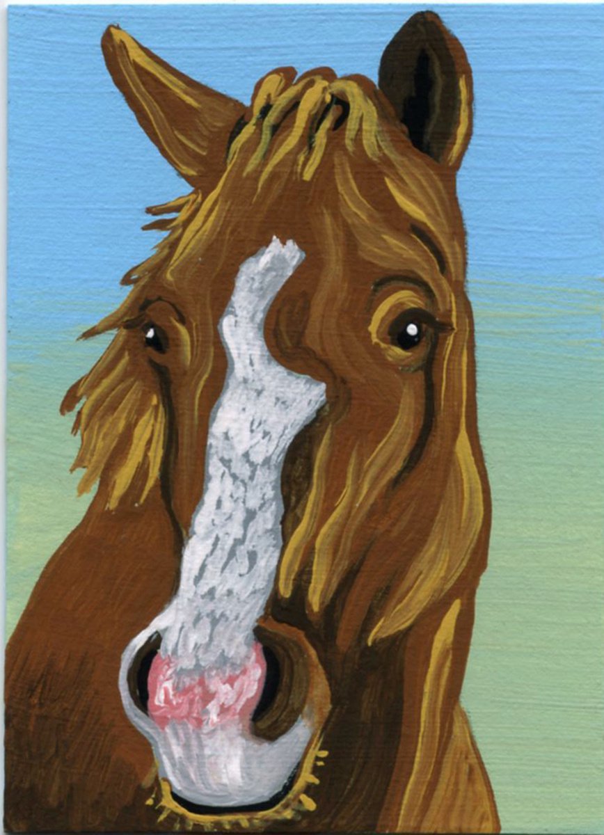 ACEO ATC Original Miniature Painting Horse Pony Farmyard Art-Carla Smale by carla smale