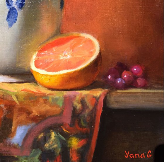 Still Life with Chinese Vase and Grapefruit