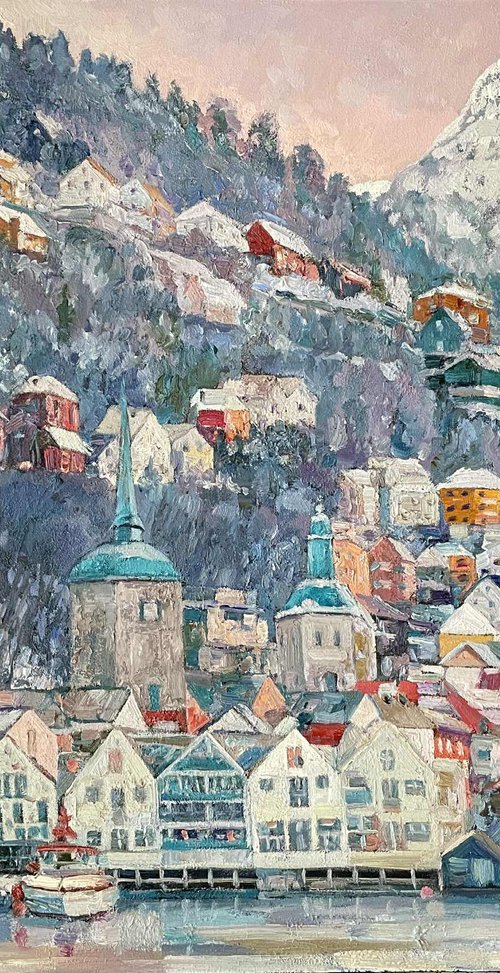 Bergen. Under the pink sky by Nadezda Stupina