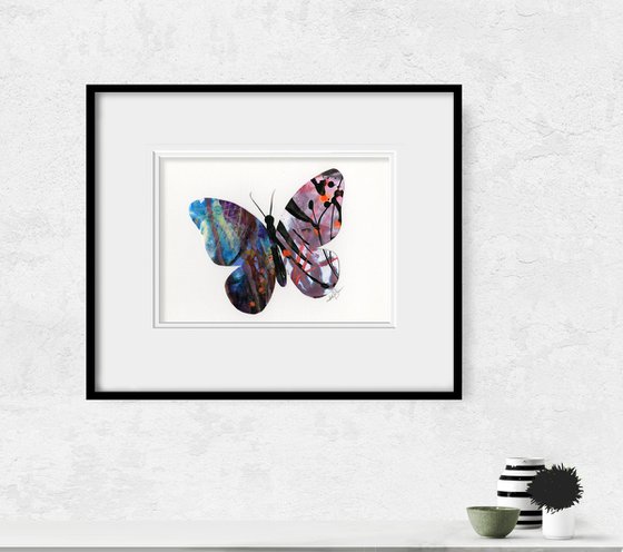 A Butterfly Story - 14 - Abstract Minimal Butterfly Painting Collage by Kathy Morton Stanion