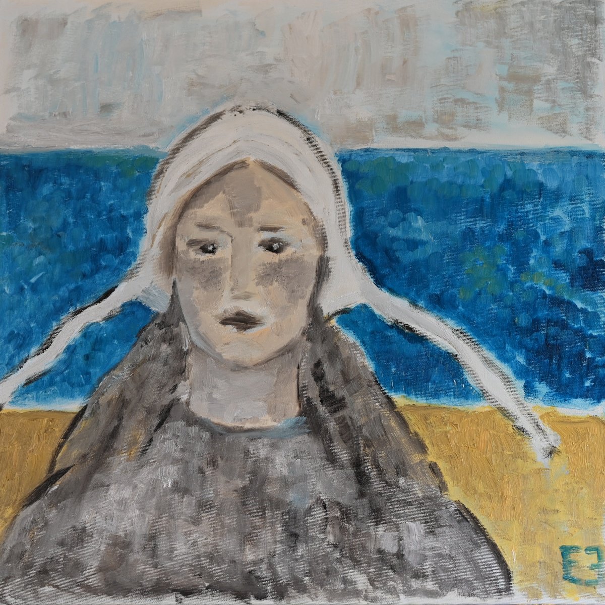 Expressive Oil Painting , Margery Kempe In The Holy Land By Elena Zapassky, 20 X 20, Artwork For Sale On Artfinder