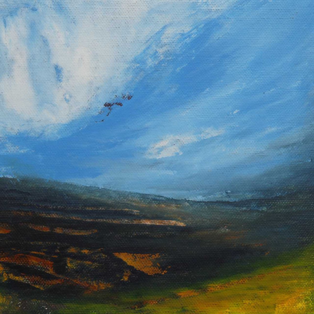 Organic Landscape Acrylic Painting By Oconnart, 10 X 10", Grouse Moor,, Original Artwork