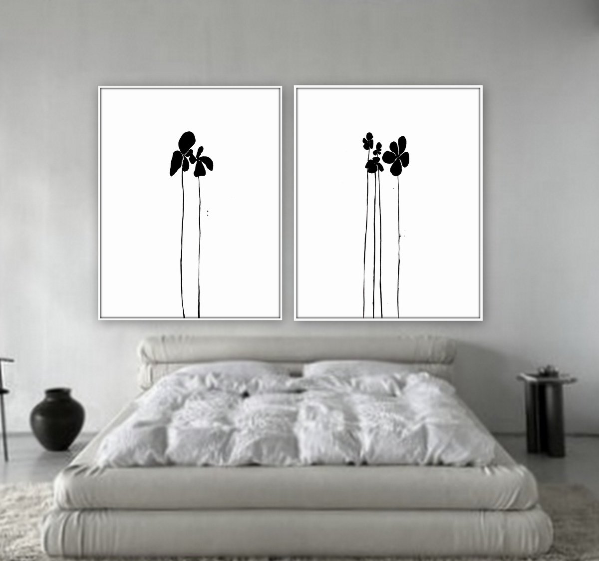 Abstract Acrylic Painting By Nadia Moniatis, 39 X 47", Floral. Diptych., Original Artwork